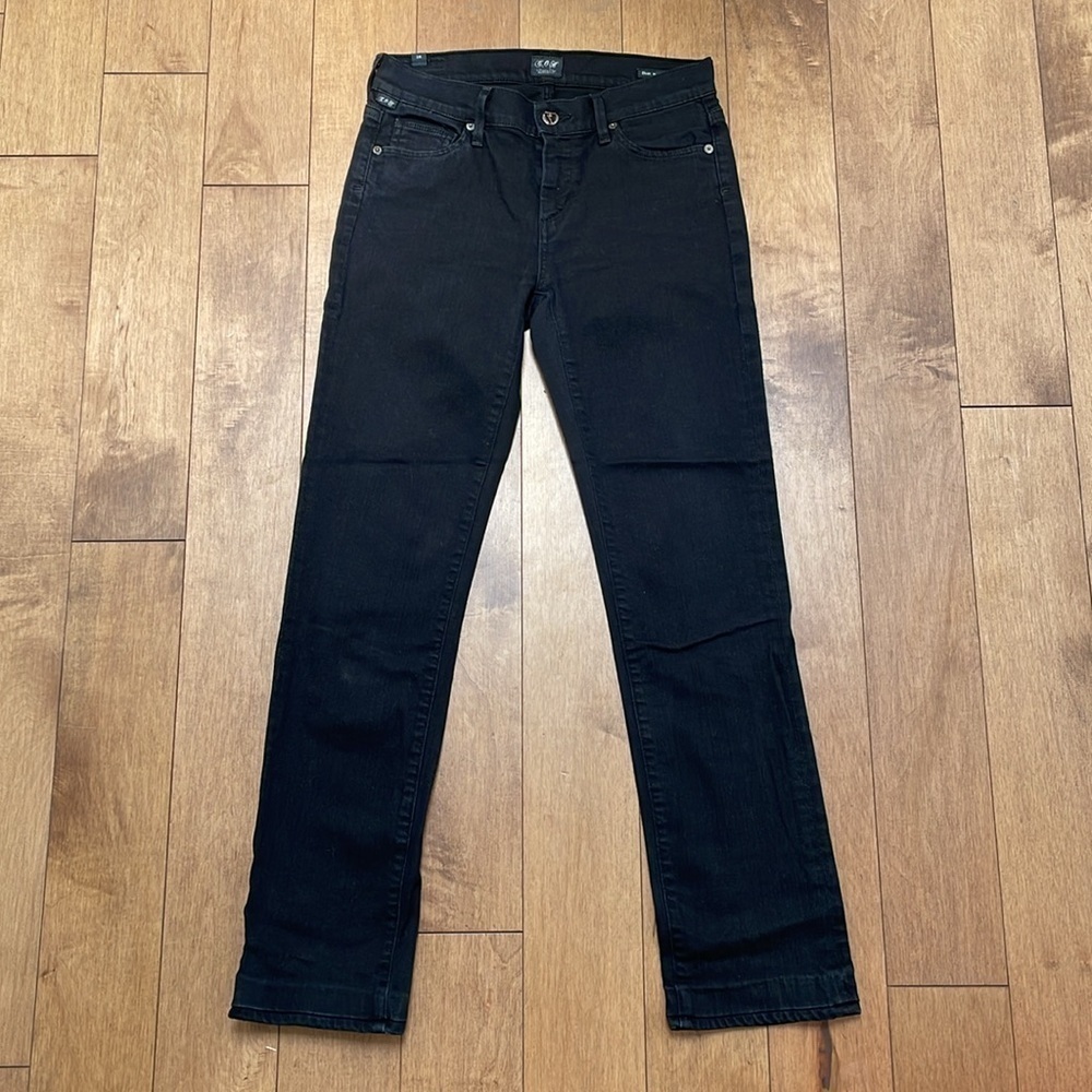 Citizens Of Humanity COH Elson Jeans Medium Rise Straight Leg Black Clean Hem 26